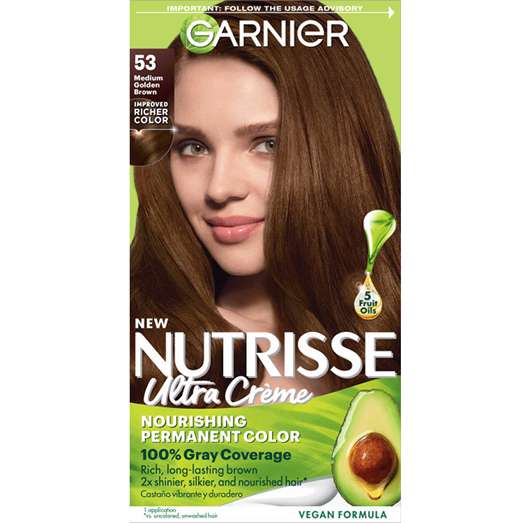 Medium Golden Brown Hair Color Nutrisse Ultra creme Nourishing permanent color Gray Coverage - Garnier